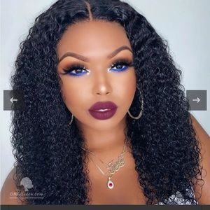 OMGQUEEN Pre-plucked Jerry Curly 360 Lace Frontal Wig - 18inch